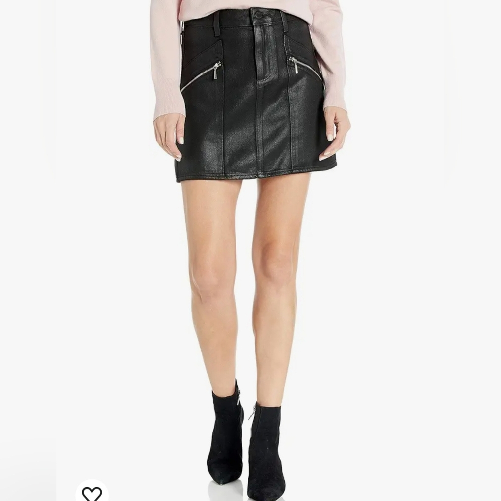 Paige Women's Aideen Mini Skirt Size 24 Black Onyx‎ coating NWT